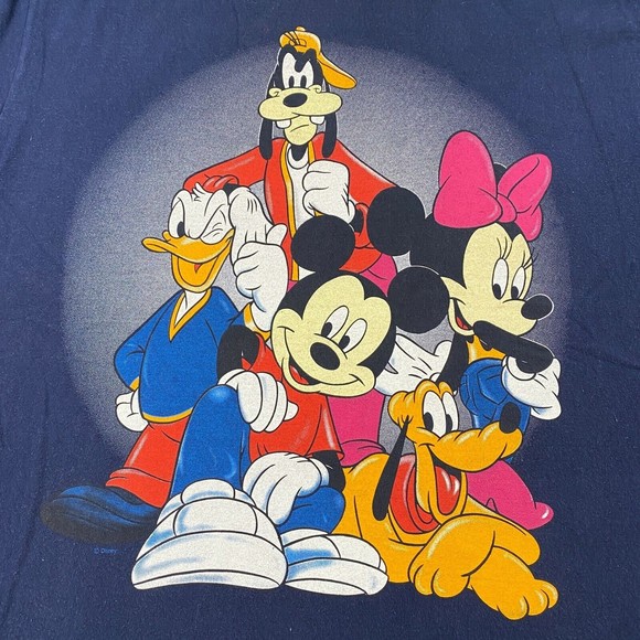 VINTAGE Disney Mickey Minnie Pluto Donald Goofy Rap T-Shirt Adult Large 90s VTG - Picture 3 of 10